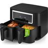 GOURMETmaxx Friggitrice ad aria calda a doppia camera - 2 x 4 l | Synchro Garzonen Airfryer | Friggitrice con touch screen | Friggitrice ad aria calda 2 camere e 10 programmi | Friggitrice quasi senza