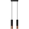 SOLLUX lighting Lampada a Sospensione - Lampada a Soffitto in Acciaio - 2 Paralumi - Lampada LED - Nero Rame Loopez