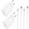 ZMHPJQ Caricatore per iPhone, Caricabatterie USB C Rapido Alimentatore Presa 2 Pack With 3m USB C- Lightning Spina Per Apple iPhone 14/13/12/11/Pro/Pro Max/XS/XR/X/iPad/Adattatore Caricabatteria Veloce