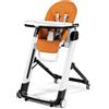 Peg Perego Siesta Follow Me Seggiolone Pappa Neonati Pratico, Reclinabile, Funzione Sdraietta, 4 ruote, Pieghevole, Design italiano per Bambini da 0 a 3 Anni (0-15 kg), Arancia