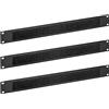 kwmobile 3X Pannello Passacavi per Rack 19 Pollici - Gestione Cavi per Server Rack 19 - Passacavi Scrivania con Spazzola - Passa Cavi con Spazzole
