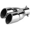 Qivine 63MM Terminale Scarico Auto, Tubo di Punta del Silenziatore di Scarico Acciaio Inossidabile, Uscita Doppia Curva Argento, Facile da Installare, per Auto Sportive (Dritto)