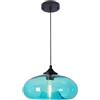 S-Cevada Lampadario a Sospensione in Vetro Colorato Vintage Industriale da 28 cm, Lampada da Soffitto Retrò Loft Bar E27, Luci da cucina sala da pranzo camera da letto (Turchese)