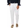 Ciabalù Pantaloni Uomo 100% Lino Capri Made in Italy con Elastico in Vita (M, Bianco)