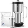 Aarke Purificatore, caraffa filtrante in vetro e acciaio inox, 2,4 l/10 tazze, con sacchetto di ricarica aarke Pure