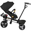 HUOLE Carrozzina pieghevole per 0-36 mesi, 0-25 kg, passeggino per bambini combinato, passeggino compatto con sedile, cestino portaoggetti, cintura di sicurezza, 100 x 75 x 50 cm, nero