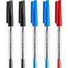 Staedtler Penne a sfera da 0,5 mm 430 stick con punta liscia, inchiostro nero, blu e rosso, confezione da 5