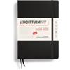 LEUCHTTURM1917 370724 - Agenda settimanale accademica 2025, formato A5, copertina rigida, 18 mesi, a righe, nero, inglese