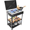 OUKANING Piano cottura a gas a 5 fuochi, autoportante, 2500 W, NG, fornello a gas, 62 x 43 x 82 cm, ideale per cucina/esterni (nero)