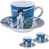 DRW Set 2 Mugs con piatto in porcellana signore sulla spiaggia tazza: 6x6 cm