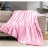Vonty Coperta in raso rosa cipria, 127 x 152 cm (con piccoli fiori), rinfrescante e setosa, senza pieghe, lavorata a maglia per divano, letto, esterno