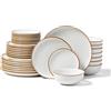 VEVOR Set da tavola 32 pezzi per 8 persone, piatti e ciotole rotondi, stoviglie in ceramica resistente ai graffi, per lavastoviglie e microonde, per dessert, insalate, zuppe, pasta, bianco
