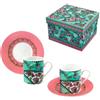 DRW Set 2 tazze patchamama con piatto in porcellana decorazione patchamama
