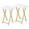 HOOBRO Vassoi TV, Set di 2, Tavolini TV pieghevoli per Piccoli Spazi, Tavolini Portatili per Divano, Facile da Montare e da Riporre, Ideale per Spuntini e Pasti in Salotto, Marmo e Dorato EDM25BZ01