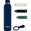 Exllena Borraccia Termica 750 ml - Bottiglia Termica Doppio Vuoto Mantenere Calore/Freddo - Senza BPA - 100% A Tenuta Stagna con Anello per Tote (Blu Navy)
