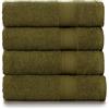 Tuiste Set di Asciugamani Verde Scuro, Super Assorbenti, Asciugamani Mani, Perfezionare per Hotel & Spa - Massima Morbidezza, 100% Cotone, 4 Pezzi Asciugamani Bagno Viso Verde Oliva (50x90cm)