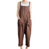 CAIYLAI Salopette da Donna Estiva, Tuta con Bretelle e Pantaloni Lunghi Casual, Senza Maniche con Bottoni, Tasche a Gamba Larga, Taglie Forti, Caff, S/5XL