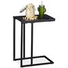 relaxdays Tavolino Laterale, Rettangolare a Forma di C, per Divano e Letto, Acciaio e Legno, HLP: 59,5 x 30 x 45 cm,Nero