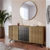 DEGHI Madia 160x76h cm in legno rovere horizon con cassetti e ante scorrevoli cannettate - Unity