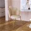 DEGHI Sedia in velluto crema con schienale a conchiglia e gambe in metallo finitura oro - Pedersen