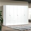 DEGHI Armadio battente 300x223h cm 6 ante con soft close bianco lucido - Airole