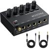 PROZOR Mixer Audio 4 Canali 6.35mm con Controllo Volume, Uscita Stereo e Monofonico, Mixer Audio a Basso Rumore 6.35mm con Cavo Audio 6.35mm 4 Canali Mixer per DJ Strumenti Musicali e Microfoni