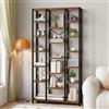 Hzuaneri Libreria, Scaffale a 7 livelli con 18 Ripiano, Grande scaffale regolabile, per soggiorno, ufficio, camera da letto, studio, 30 x 100 x 200 cm, Marrone Vintage e Nero, BC15601B