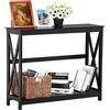 Yaheetech Tavolo consolle con mensola, da corridoio, 101,5 x 30 x 81 cm, sottile, in legno, design nordico, colore: nero