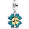 TCZNAF Fiore Blu Ciondolo Charm Pendant Compatibile Per Europei Bracciali Regali Charms da Donna Festa della mamma San Valentino