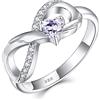 starchenie Anello Infinito Anello di Fidanzamento con Pietra Portafortuna a cuore in Argento 925 per Donne