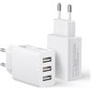 Pamker Caricatore USB Multiplo 2Pack, 3 Porte 15W/3A Presa USB Alimentatore Caricabatterie da Muro Spina Spinotto Charger per iPhone 16e/16 Pro Max/15/14/13/12/11/XR/8, Samsung S25/S24/S23/S22, Xiaomi