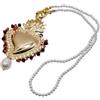 Generico Collana Cuore Sacro Ex Voto, Perle Nere, Corallo Bamboo | Collana artigianale