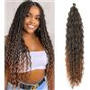 TAOYEMY Ocean Wave Crochet capello 16 Pollice 3 Pacchi Onda Profonda Intrecciato Estensioni Sintetiche Curly Crochet Per Le Donne Nere (T30#, 16 inch-3 PC)
