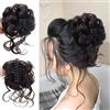 Nevoluxer Parrucca Sintetica per Chignon Finto con Clip, Ciocche di Capelli Finti per Donna, Chignon Riccio Marrone-Nero Voluminoso, Extension per Matrimonio e Feste, Chignon Finto per Capelli per Uso