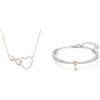 Swarovski Collana Infinity, Infinito e cuore, Bianco, Mix di placcature & Bracciale rigido Lifelong Heart, Cuore, Bianco, Mix di finiture