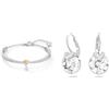 Swarovski Bracciale rigido Lifelong Heart, Cuore, Bianco, Mix di finiture & Orecchini pendenti Bella V, Taglio tondo, Bianchi, Placcato rodio