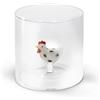 WD Lifestyle - Bicchiere in Vetro Borosilicato 250ml con Soggetto in Vetro Colorato Interno (Gallina Bianca)