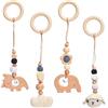 Auirshiky 4 Pezzi Giochi per Passeggino da Appendere,Tappeto sensoriale Bambini,Gioco Auto Neonato Baby Gym con Ciondolo in Legno,Palestrina Neonato Montessori Arco,Giocattoli Legno Neonati