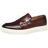 ANUFER Uomo Eleganti Doppio Monaco Fibbia Mocassini Casual Slip-On Piattaforma Scarpe da Ginnastica SN0703233 caffè EU42
