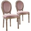 Menzzo - Set di 2 sedie di stile Medaglione Louis Xvi, legno, legno anticato e velluto rosa, 51 x 51 x 72 cm