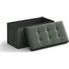 SONGMICS Cassapanca, Pouf Contenitore, Poggiapiedi Pieghevole da 38 x 76 x 38 cm, Ottomano, Regge fino a 300 kg, per Soggiorno, Camera da Letto, Entrata, Verde Foresta LSF040C01