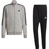adidas M 3s Ft Tt Ts Tuta da ginnastica, Top:medium Grey Heather/Black Bottom:black/White, 5 IT Uomo