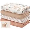 Yoofoss Copertina Neonato in Mussola 4 Pack Coperte Mussola per Neonato Odori Resistenti Anti Batteri 120x120 cm Cotone Fibra Bambù Asciugamani Bambini Copertine Morbide