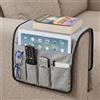 volumoon Organizer per Bracciolo Divano, Antiscivolo Organizzatore di Braccioli per Poltrona, Portaoggetti da Appendere per Letto o Divano, per ipad, Tavoletta, Riviste, Cellulare, Occhiali (Grigio)