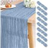 Pesonlook 8 pacchi da tavolo da tavolo da garnello blu polveroso, lungo 10 piedi Rustic Boho Runners per matrimoni, doccia da sposa, festa, decorazione per banchetti (21,5 x 120 pollici)