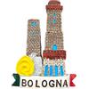 Leddy Living Magnete 3D Decorativo Frigorifero Bologna Souvenir Artistico Resina Vintage San Luca Torre degli Asinelli San Petronio Tricolore Calamita Lavagna Magnetica Casa Cucina Ufficio (1, Torri)