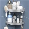 KeZaara Mensole Doccia senza Foratura 2 Pezzi, Porta Shampoo Angolare per Bagno, Sapone e Bagnoschiuma, Argento