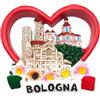 Leddy Living Magnete 3D Decorativo Frigorifero Bologna Souvenir Artistico Resina Vintage San Luca Torre degli Asinelli San Petronio Tricolore Calamita Lavagna Magnetica Casa Cucina Ufficio (1, Cuore)