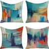 SCVBLJS Set di 4 federe per cuscino geometriche blu, verde e arancione rosso a righe, per divano, soggiorno, letto, camera da letto, decorazione per la casa, giardino, divano, 50 x 50 cm