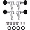 Dilwe Tuning Pioli per Ukulele 2L2R Ingranaggio Chiusa Accordatori d'Argento Testa di Macchina Nera in Lega di Zinco